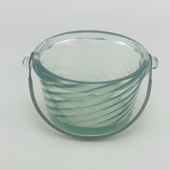 Vintage Fostoria Spiral Optic Whipped Cream Pail Bucket and Handle 3 3/8 x 2” - Picture 4 of 4